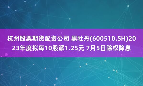 杭州股票期货配资公司 黑牡丹(600510.SH)2023年度拟每10股派1.25元 7月5日除权除息